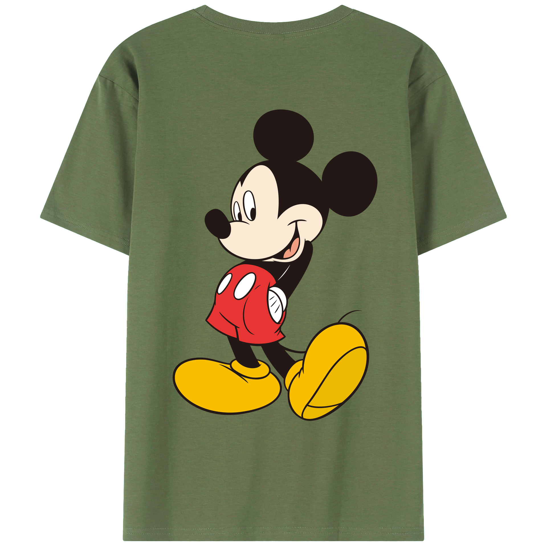 ミッキーマウス Mickey Mouse 綿100％ メンズ半袖Tシャツ（バックプリント） 通気性
